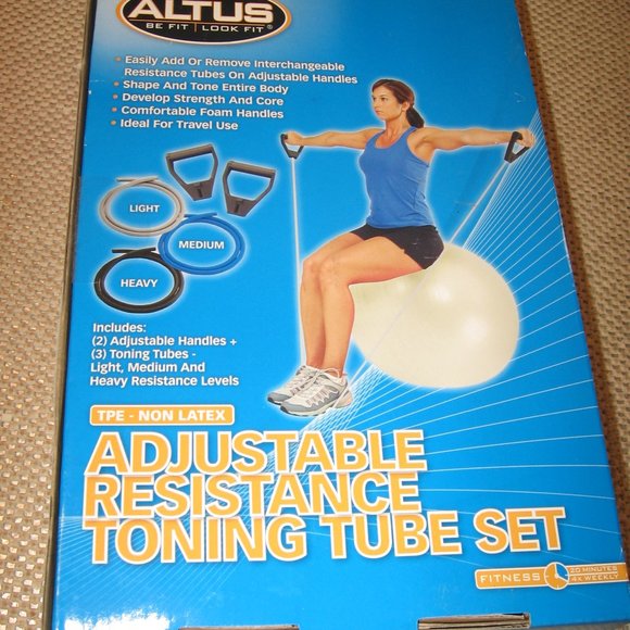 Altus Adjustable Resistance Toning Tube Set Non-Latex New in Box - Picture 2 of 3